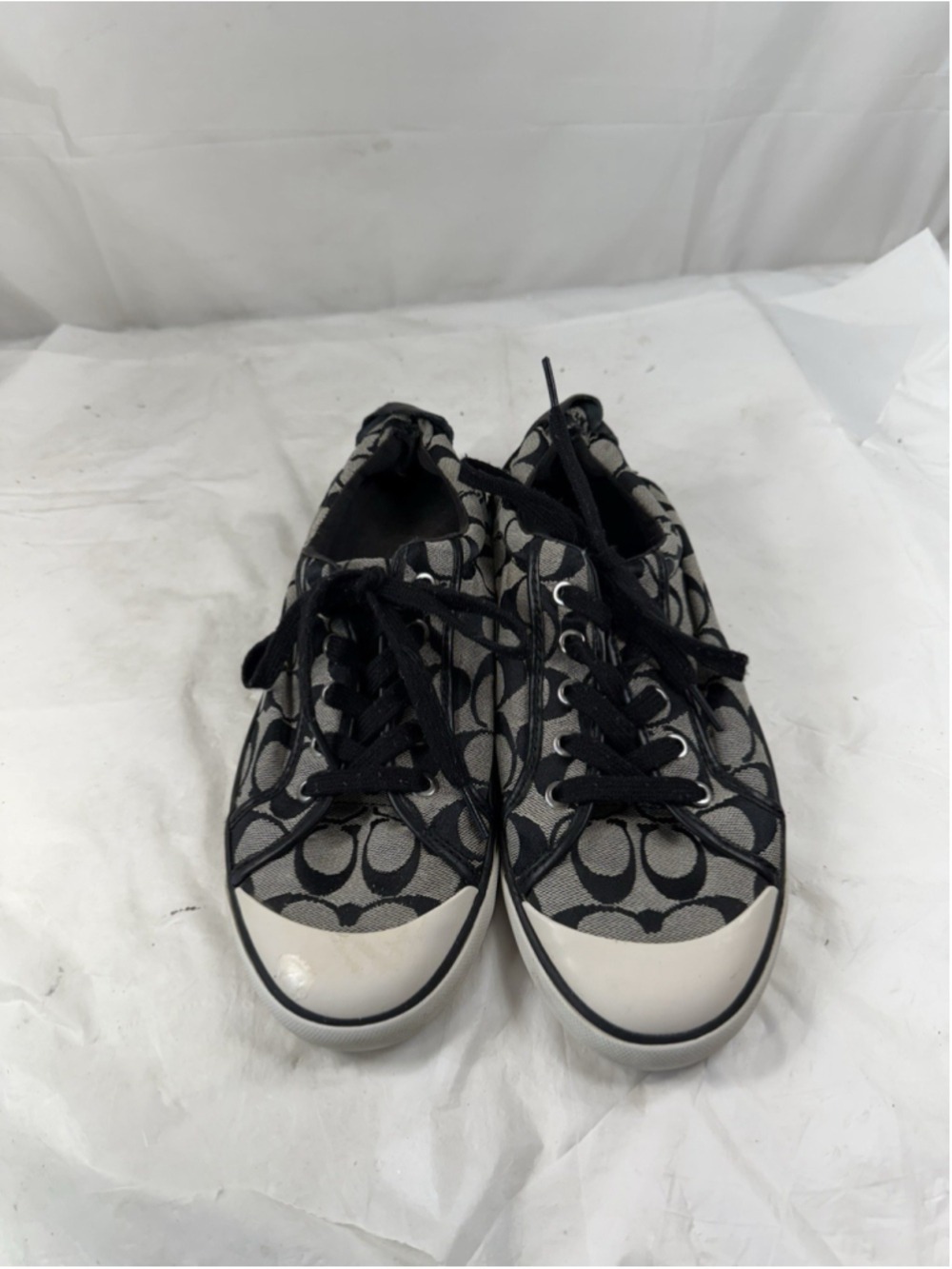 Canvas Coach Barrett Sneakers Size 10 B womens, black/gray logo - Picture 10 of 15